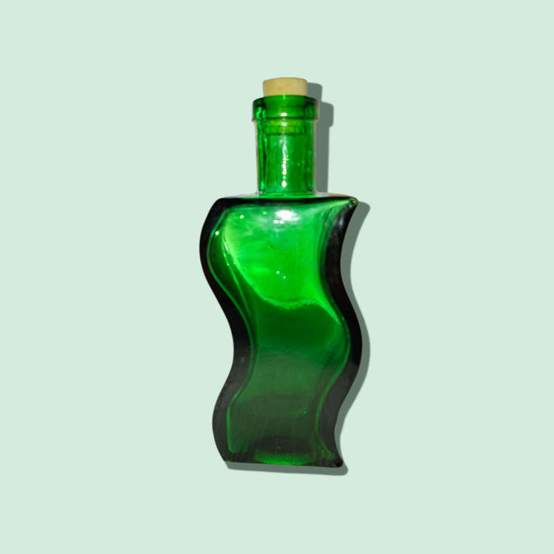 Emerald Green Wavy Corked Bottle