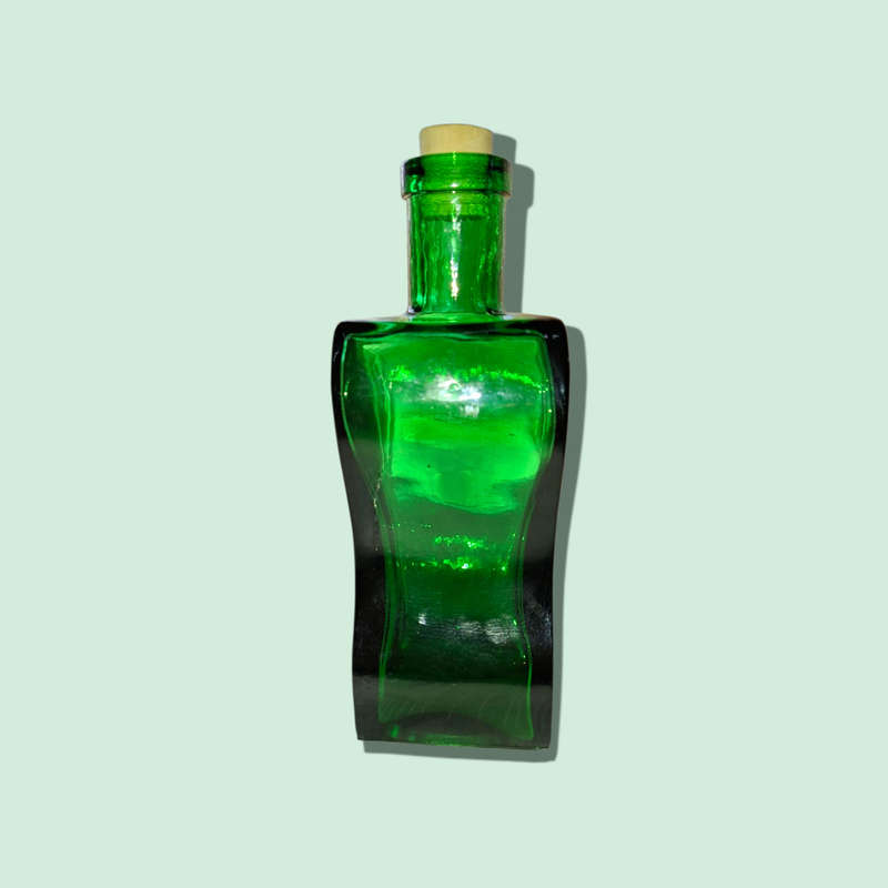 Emerald Green Wavy Corked Bottle