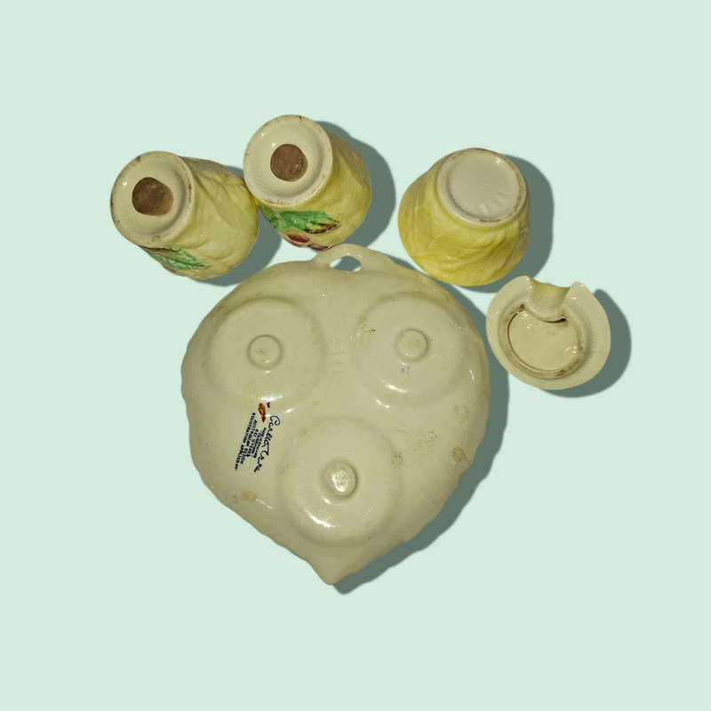 Vintage Carlton Ware 5-Piece Yellow Floral Condiment Set.