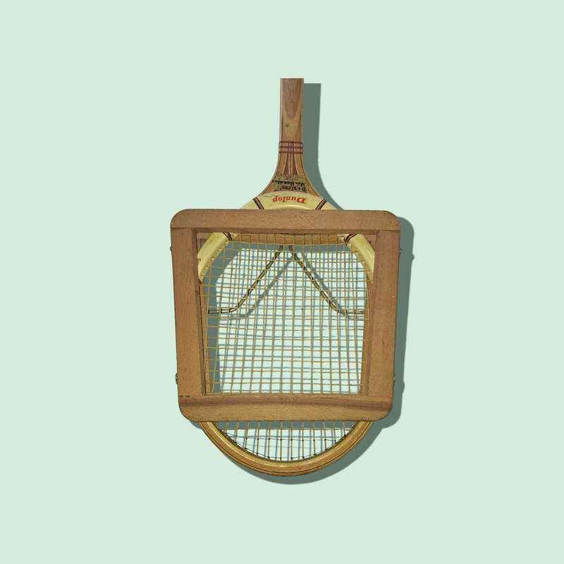 Retro Slazenger squash racquet with Dunlop wooden head guard