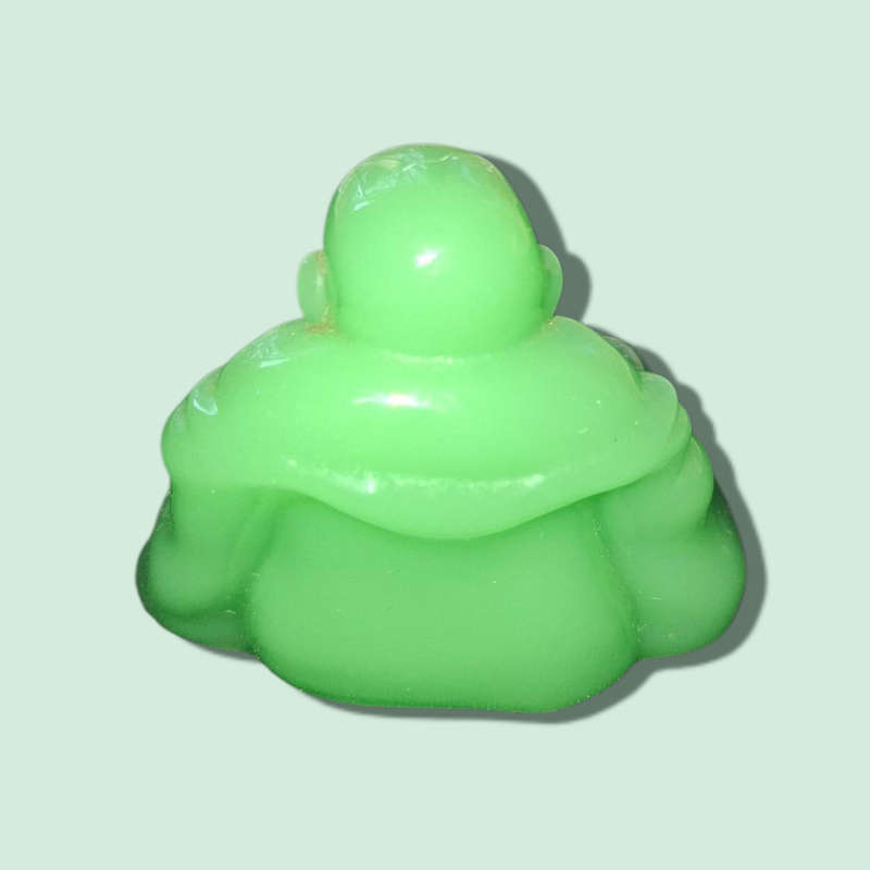 1970's Light Green Jade Glass Happy Buddha
