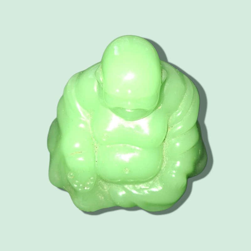 1970's Light Green Jade Glass Happy Buddha