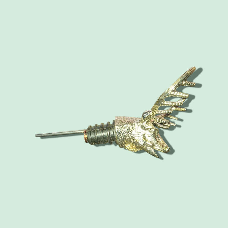 Gorgeous Vintage Elegant Collectible Silver Plated DEER/STAG/BUCK Figural Wine Aerator/Pourer