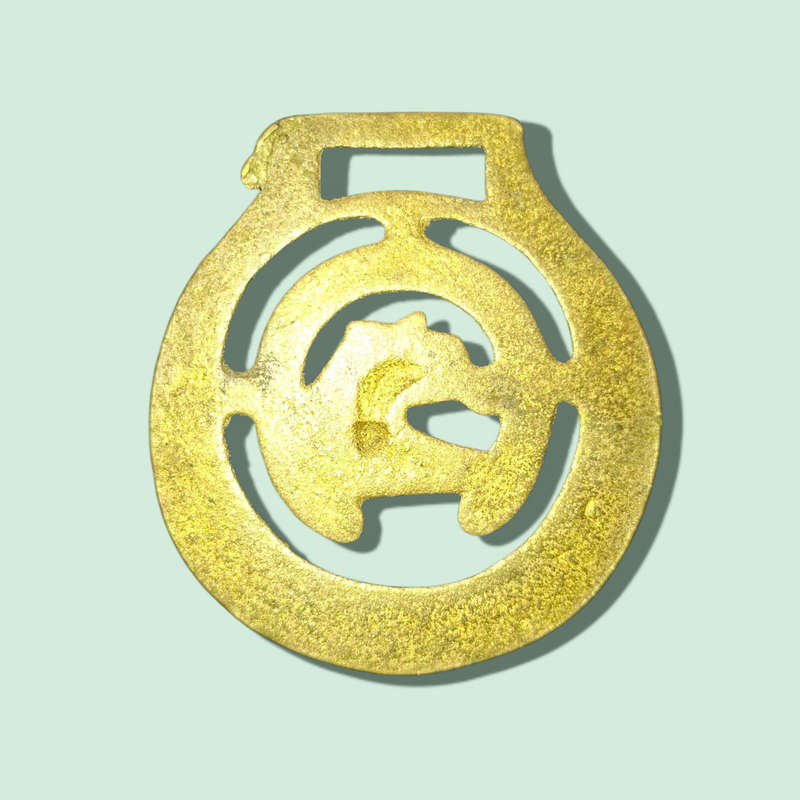 Vintage Horse Head Brass, Horse Shoe Brass Medallion