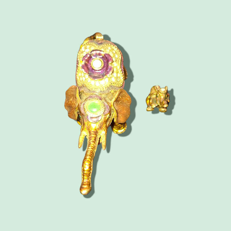 JEWELED ROYAL ELEPHANT TRINKET RING BOX ENAMELED GLIMMERING HANDMADE SECRET BOX