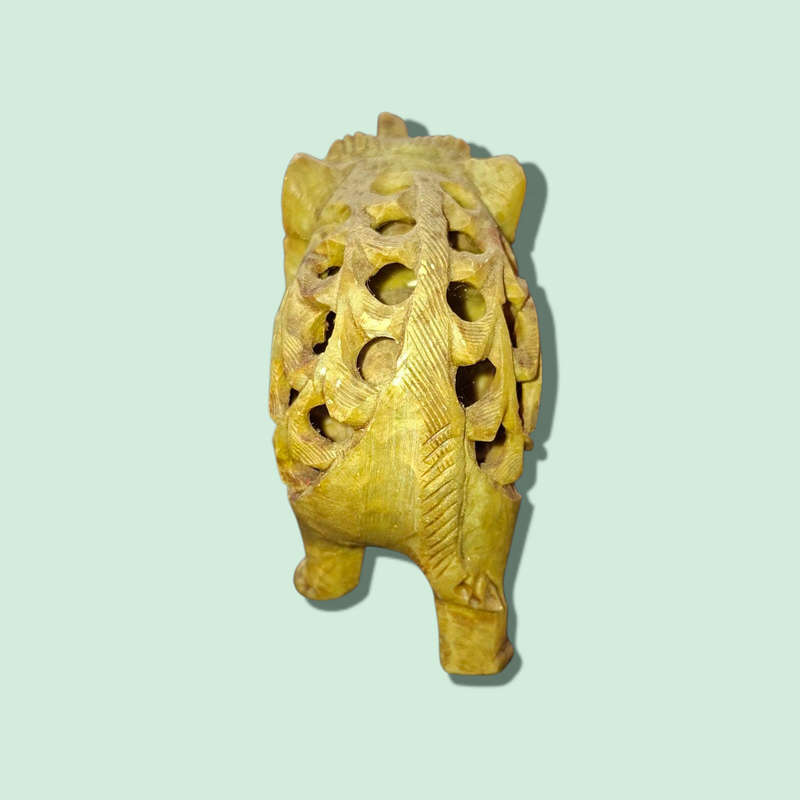 Hand Carved Wood Elephant Mother Figurine with Baby Elephant Inside