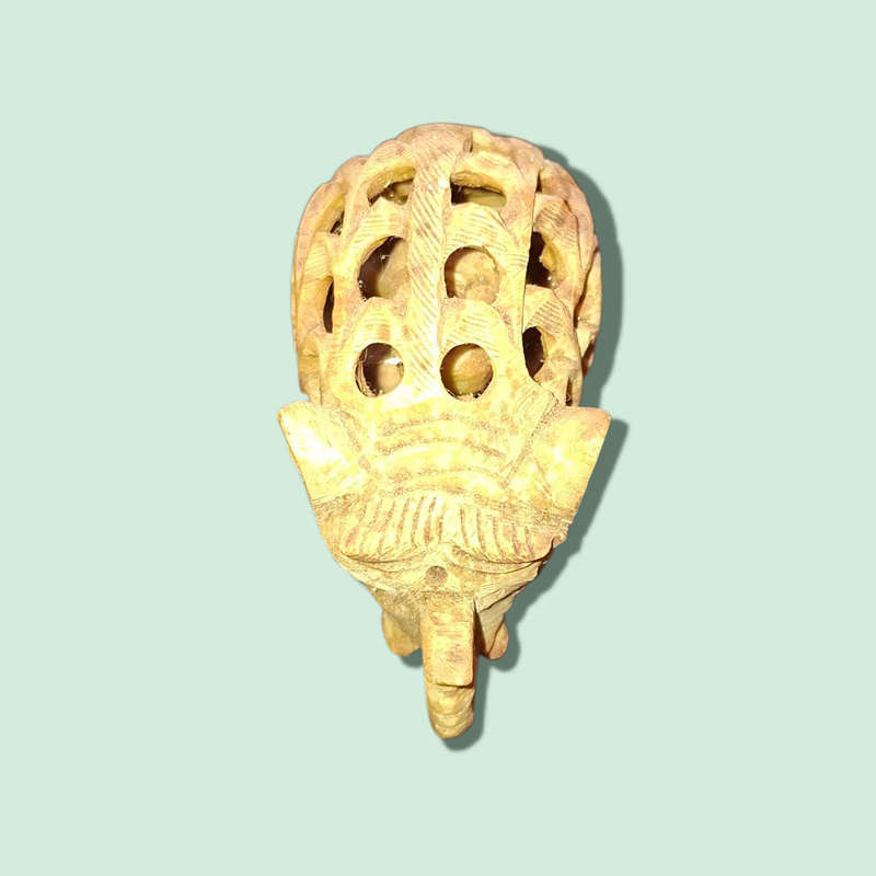 Hand Carved Wood Elephant Mother Figurine with Baby Elephant Inside