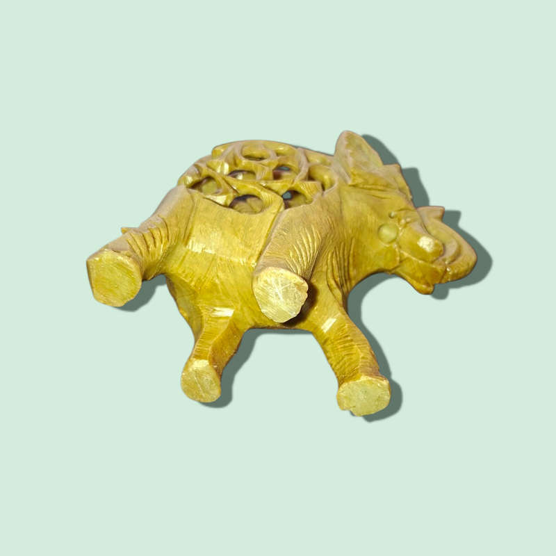 Hand Carved Wood Elephant Mother Figurine with Baby Elephant Inside