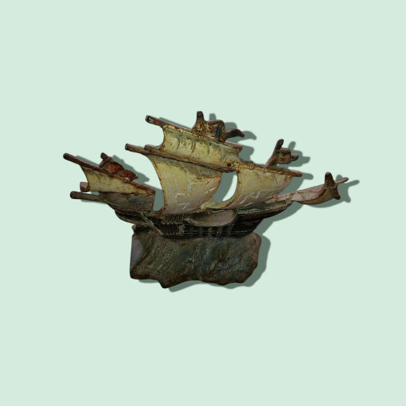 Antique cast iron ship sail boat