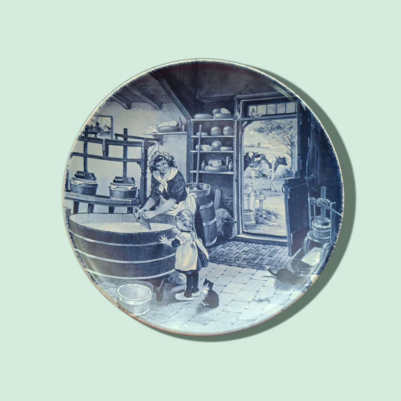 Vintage Delft Blauw Ter Steege B.V. Hand Painted Plate Holland Mom Washin