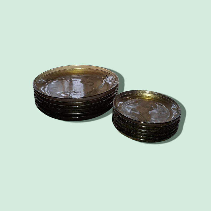 Amber Glass Salad And side  Plates 3D Decorative Embossed Koi Goldfish KIG Indonesia six of each