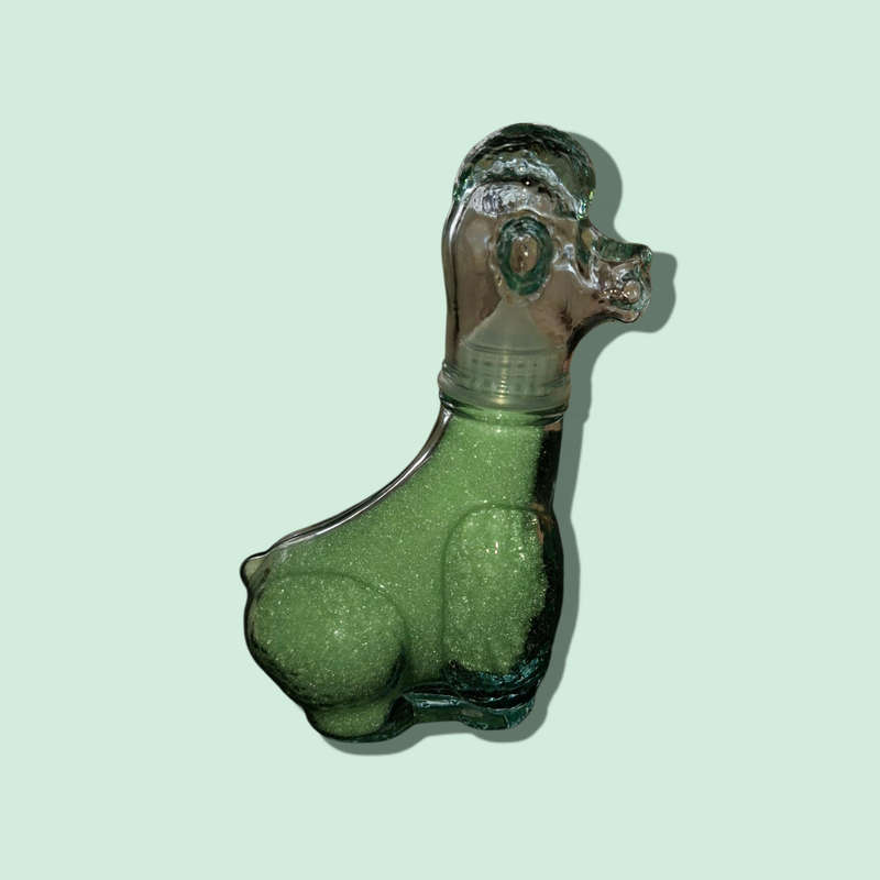 Set of 2 Vintage Retro Clear Glass Cat dog Empoli Genie Decanter Bottle Italian