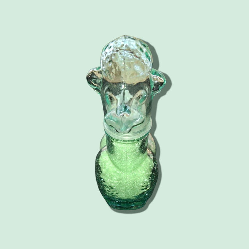 Set of 2 Vintage Retro Clear Glass Cat dog Empoli Genie Decanter Bottle Italian