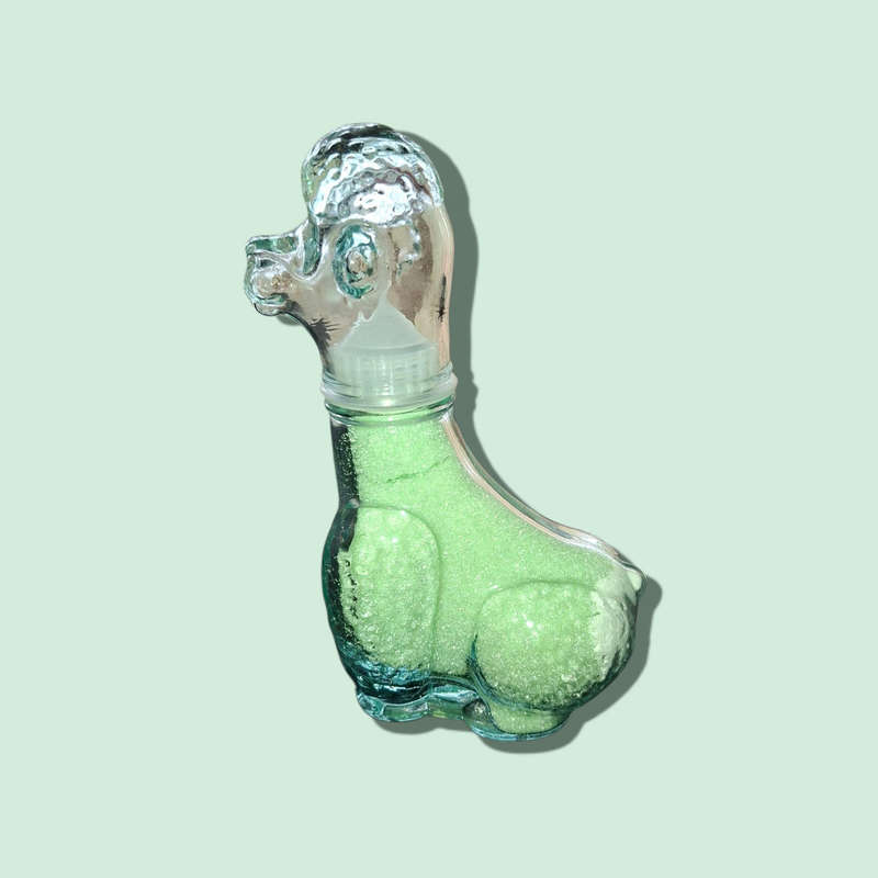 Set of 2 Vintage Retro Clear Glass Cat dog Empoli Genie Decanter Bottle Italian