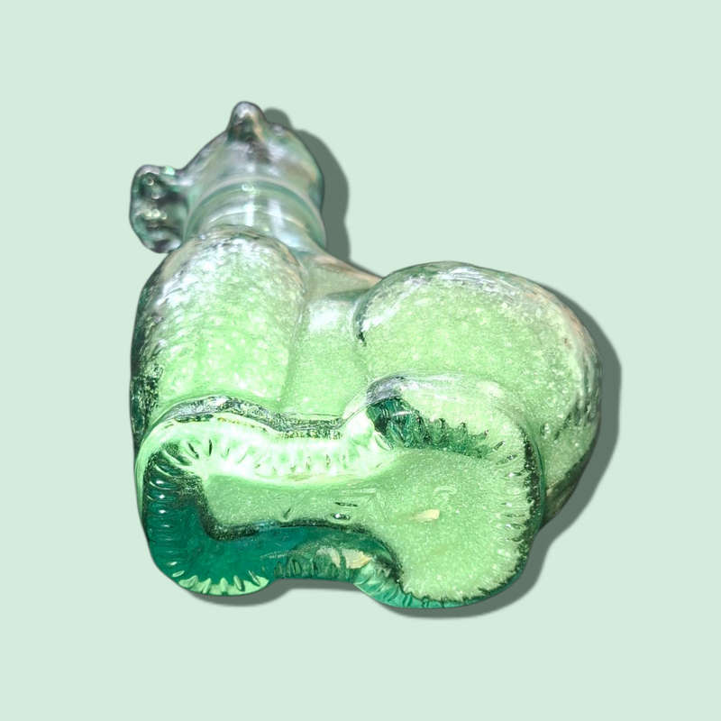 Set of 2 Vintage Retro Clear Glass Cat dog Empoli Genie Decanter Bottle Italian
