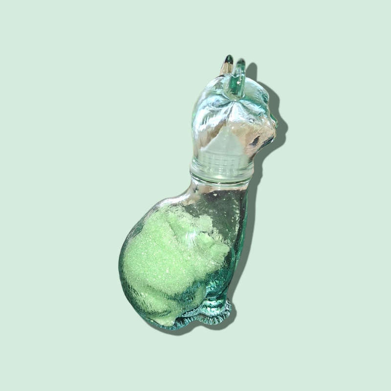 Set of 2 Vintage Retro Clear Glass Cat dog Empoli Genie Decanter Bottle Italian