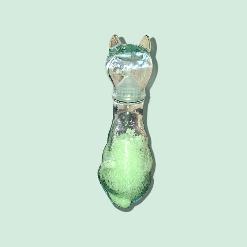 Set of 2 Vintage Retro Clear Glass Cat dog Empoli Genie Decanter Bottle Italian