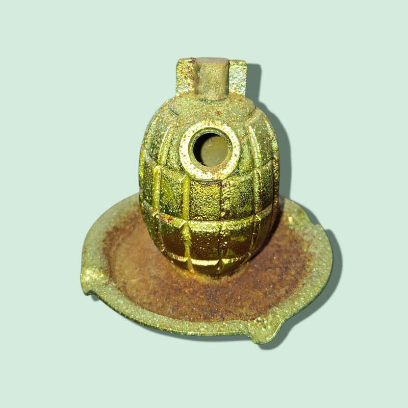 Hand Grenade Mate into an ashtray