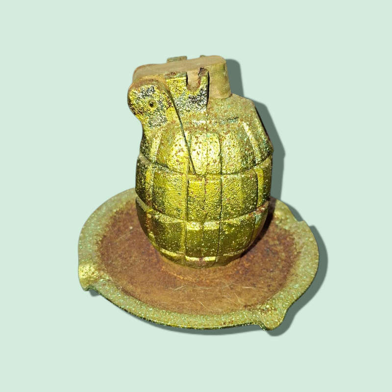 Hand Grenade Mate into an ashtray