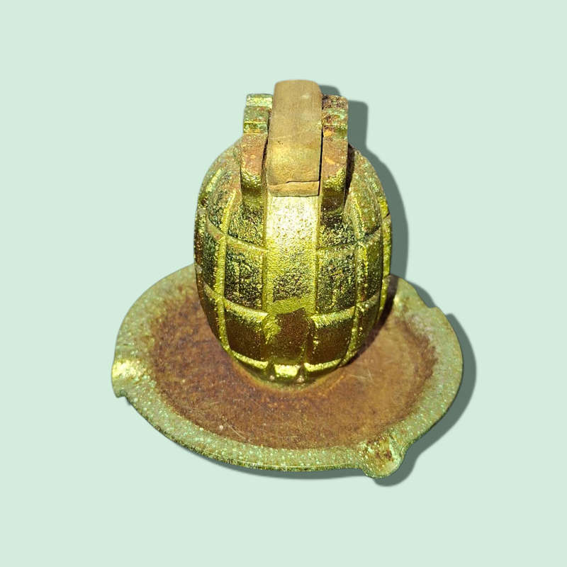 Hand Grenade Mate into an ashtray