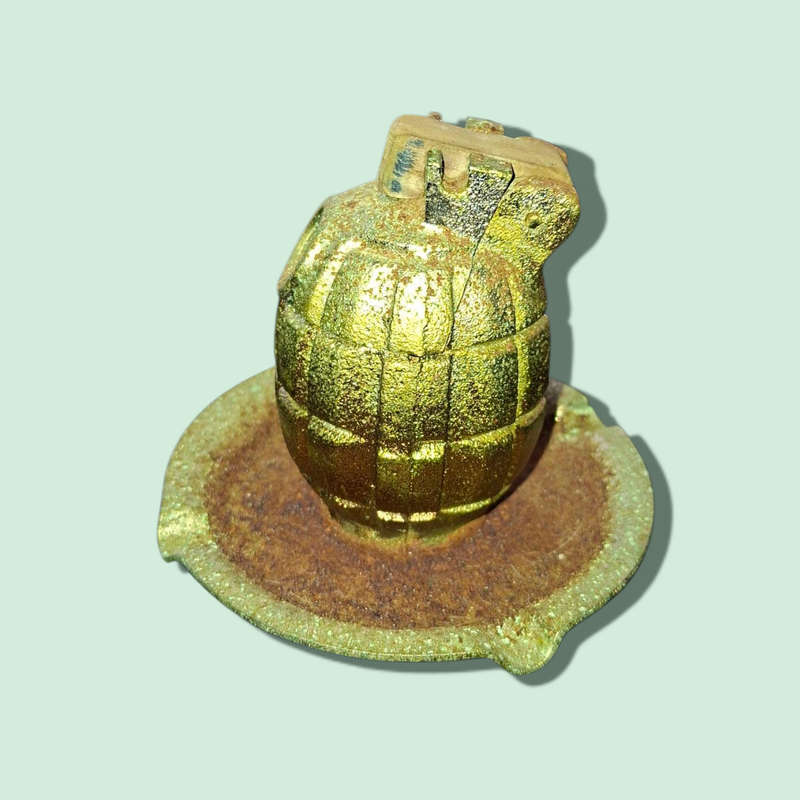 Hand Grenade Mate into an ashtray