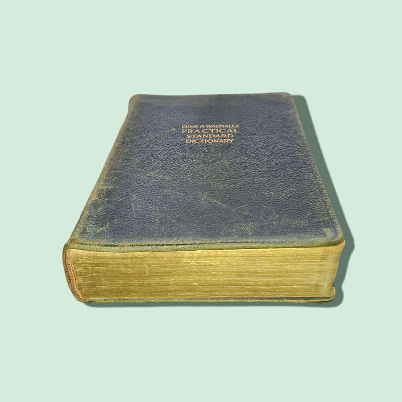 Antique Dictionary Funk & Wagnall's Practical Standard 1937 Leather Illustrated