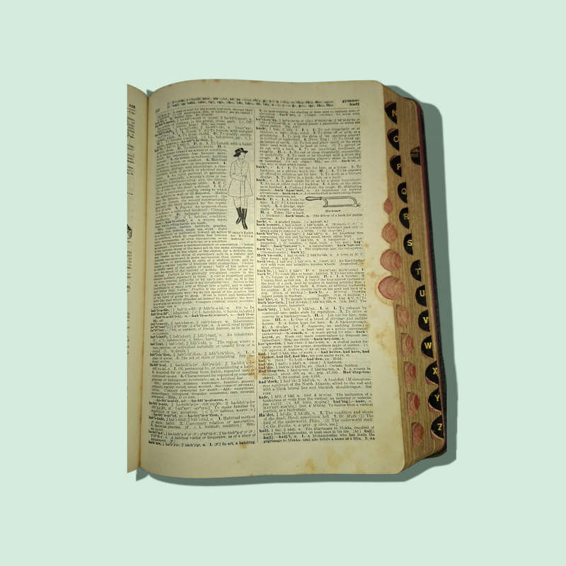 Antique Dictionary Funk & Wagnall's Practical Standard 1937 Leather Illustrated