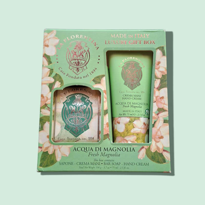 LA FLORENTINA LUXURY GIFT BOX BAR SOAP & HAND CREAM FRESH MAGNOLIA MADE IN ITALY