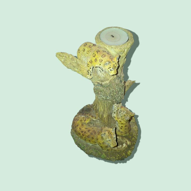 Large Leopard ornament candle holder