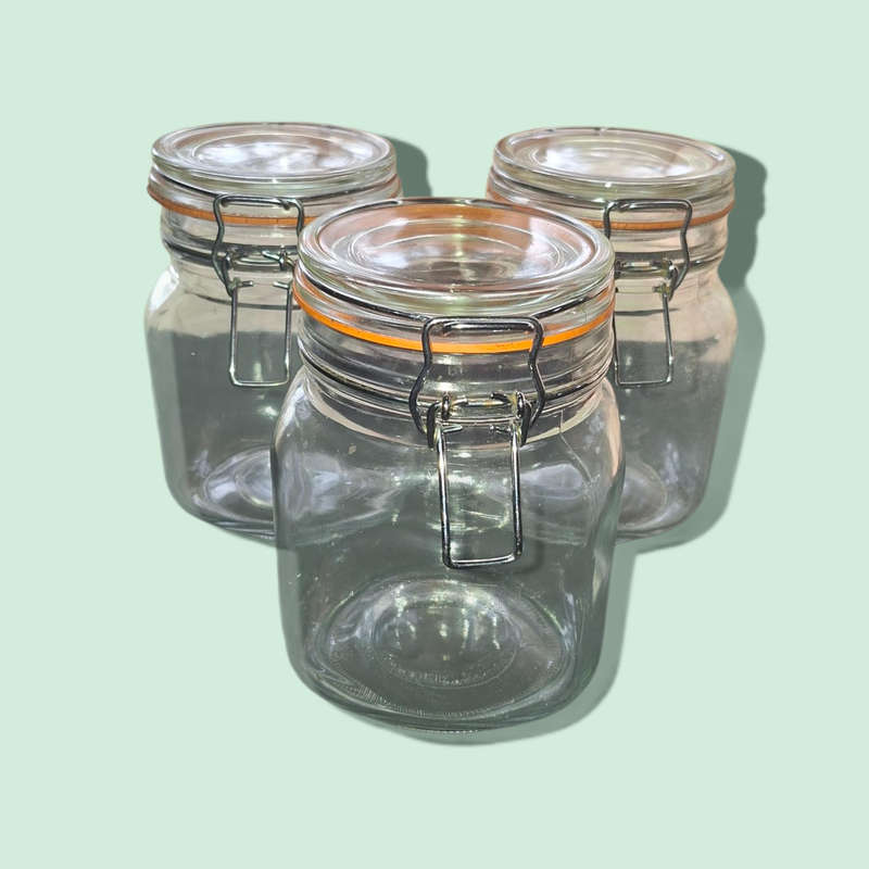 Clip Top Glass Storage Jars Air tight jar set of 3