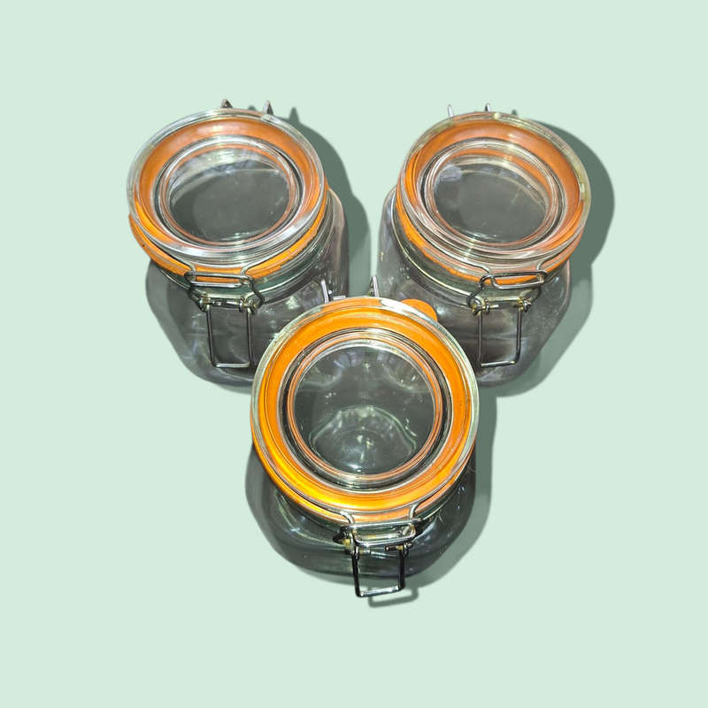Clip Top Glass Storage Jars Air tight jar set of 3