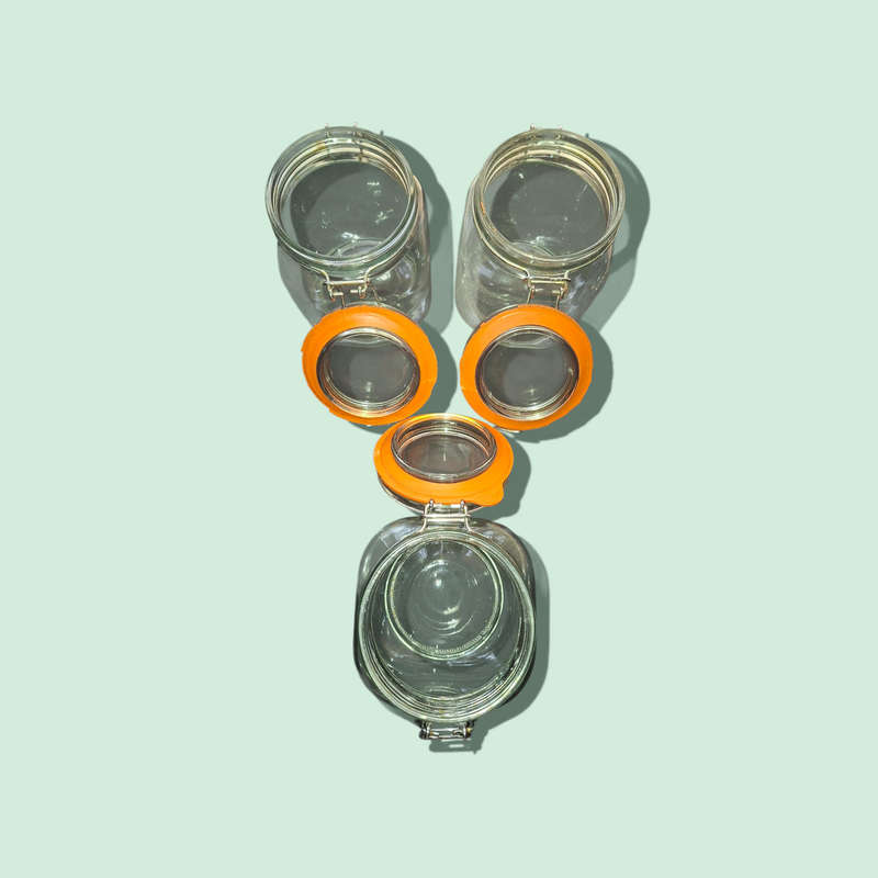 Clip Top Glass Storage Jars Air tight jar set of 3