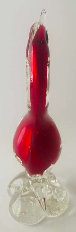 murano art glass swan in vibrant red