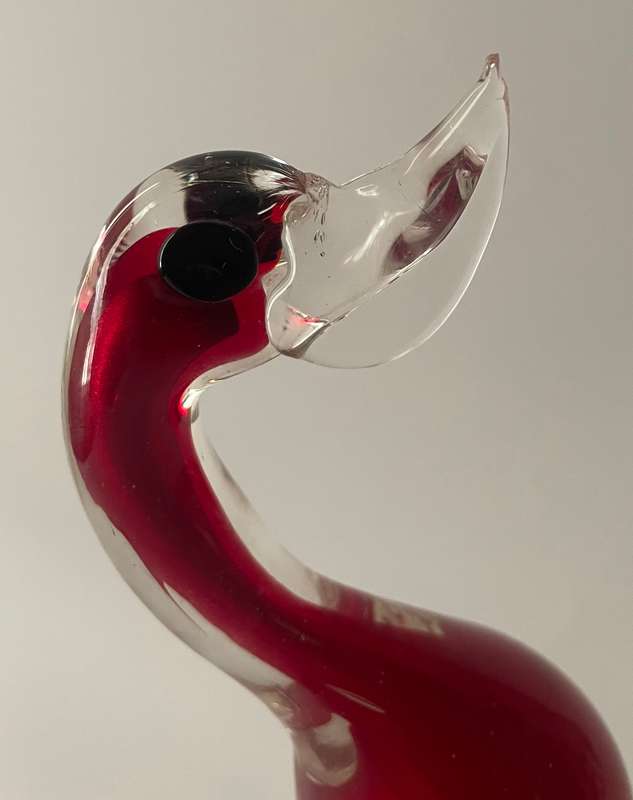 murano art glass swan in vibrant red