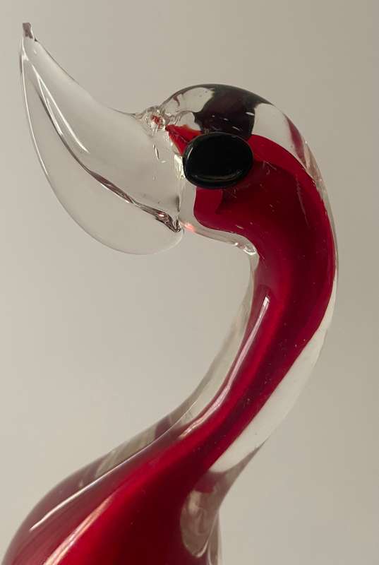 murano art glass swan in vibrant red