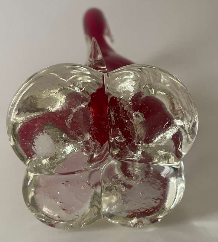 murano art glass swan in vibrant red