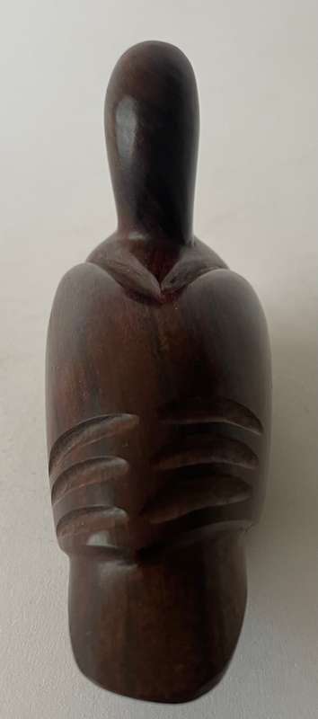 Hand carved Iorn wood duck dated and signed