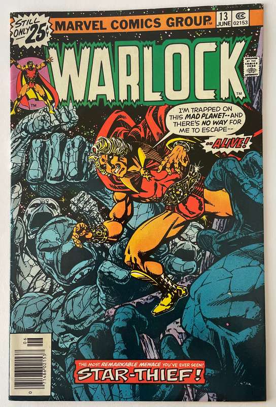 Marvel comics Warlock book #13 from June 1976 art work by Jim Starlin