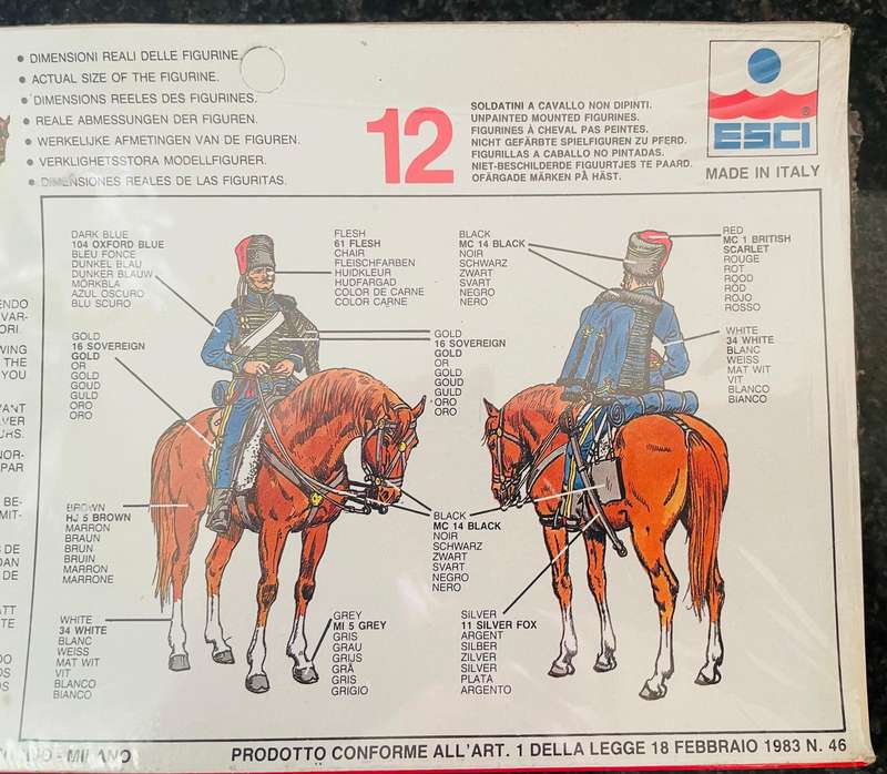 Esci British Light Dragoons 36 piece unpainted mounted figurines in 1/72 scale