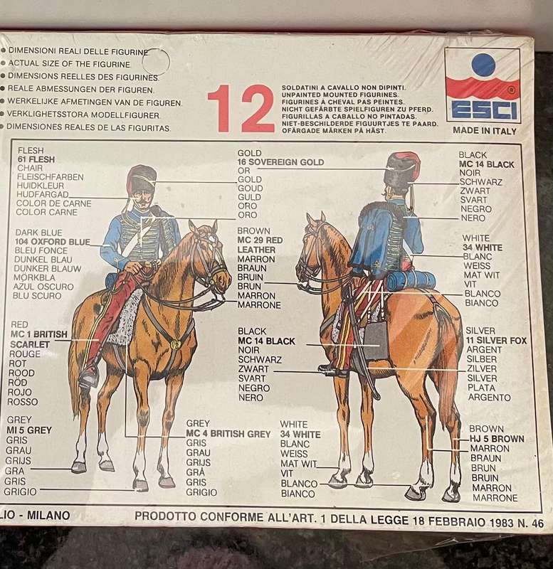Esci Lord Cardigans 11th Hussars 36 piece unpainted mounted figures 1/72 scale