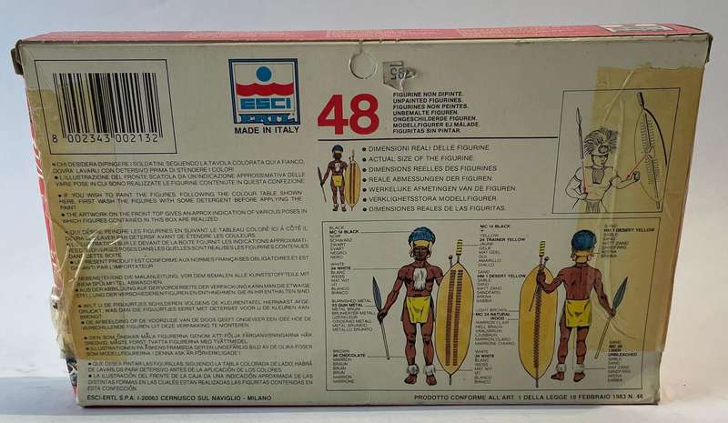 Esci Zulu war 48 unpainted Zulu warriors 1/72 scale 104 pieces
