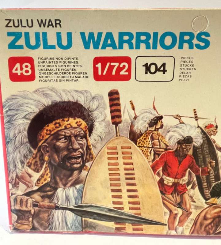 Esci Zulu war 48 unpainted Zulu warriors 1/72 scale 104 pieces
