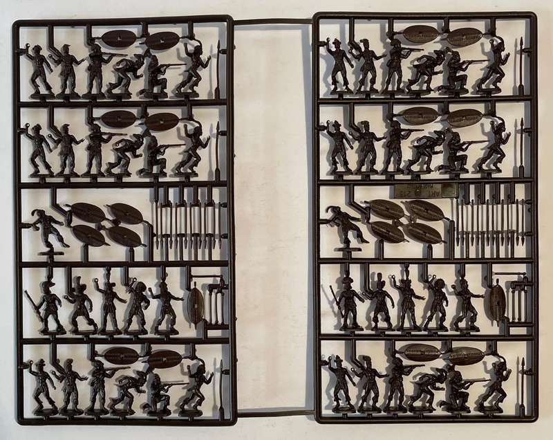 Esci Zulu war 48 unpainted Zulu warriors 1/72 scale 104 pieces