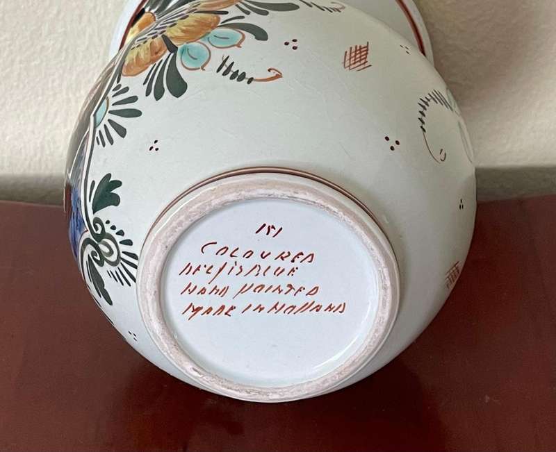 Hand painted coloured delft vase