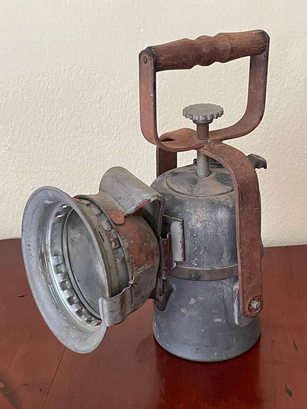 Original carbide mining/railway lamp