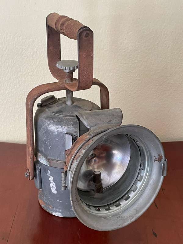 Original carbide mining/railway lamp