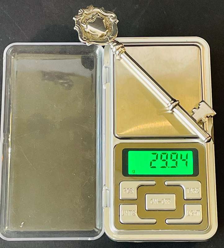 Beautiful Sterling silver key 29.9 g engraved P.G.W Grobler