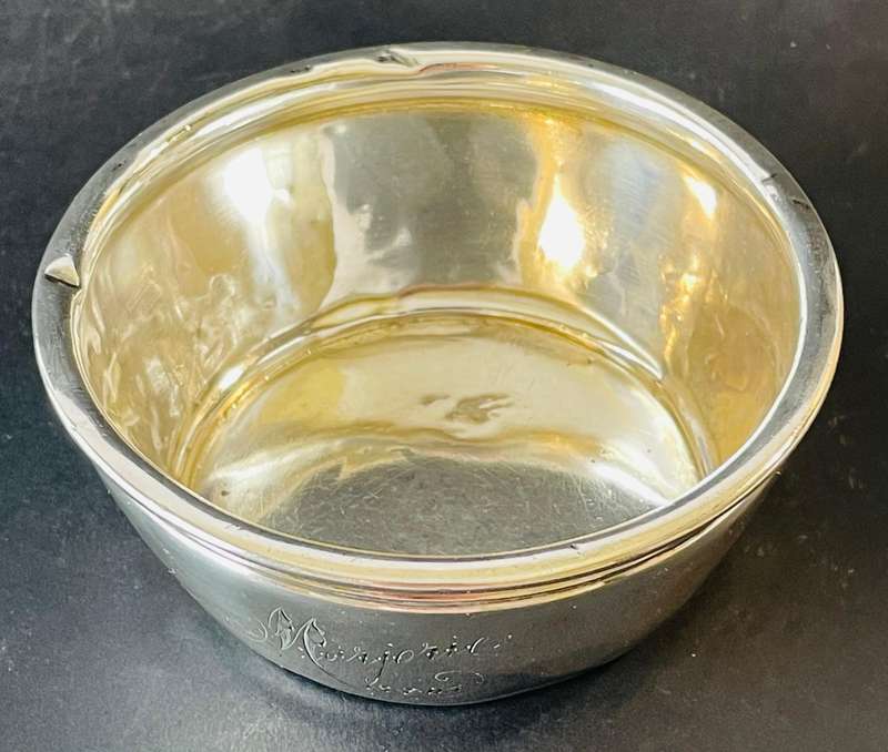 A true antique sterling silver bowl GM&co engraved Marjoram and dated 13-7-05 weighing 86.9 grams