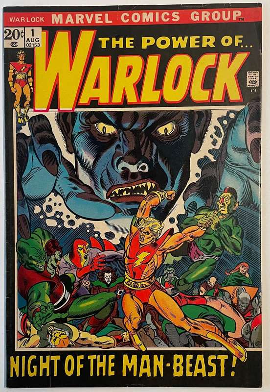 Rare find Marvel comics Warlock The power of Warlock book# 1 from August 1972 Night of the Man-Beas