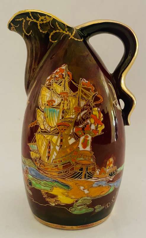 Crown Devon hand painted luster wear Fieldings jug signed D.Cole 5259